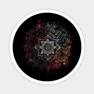 Colorful airbrush ink boho mandala Magnet